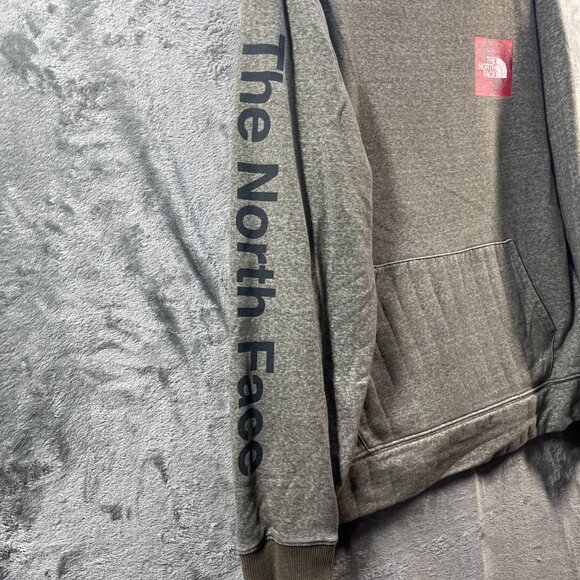 North Face Hoodie Mens Large Sweatshirt Logo Pullover Kangaroo Pockets Khaki - Picture 3 of 13